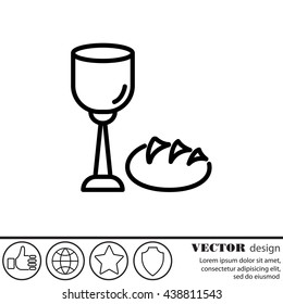 Web line icon. Lord's Supper, communion, Bread and Wine