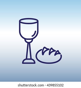 Web line icon. Lord's Supper, communion, Bread and Wine