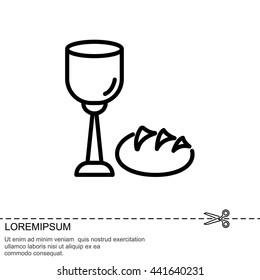 Web line icon. Lord's Supper, communion, Bread and Wine