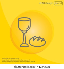 Web line icon. Lord's Supper, communion, Bread and Wine
