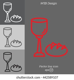 Web line icon. Lord's Supper, communion, Bread and Wine