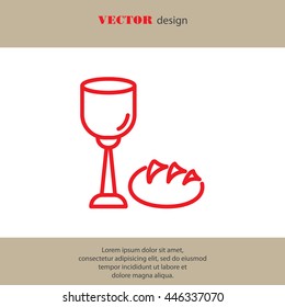 Web line icon. Lord's Supper, communion, Bread and Wine