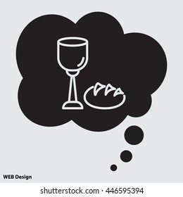 Web line icon. Lord's Supper, communion, Bread and Wine