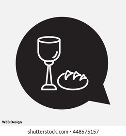 Web line icon. Lord's Supper, communion, Bread and Wine