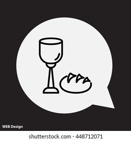 Web line icon. Lord's Supper, communion, Bread and Wine