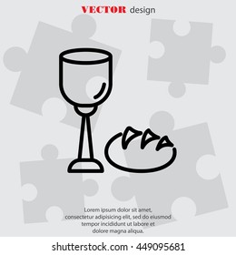 Web line icon. Lord's Supper, communion, Bread and Wine