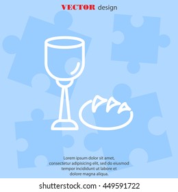 Web line icon. Lord's Supper, communion, Bread and Wine