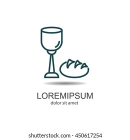Web line icon. Lord's Supper, communion, Bread and Wine