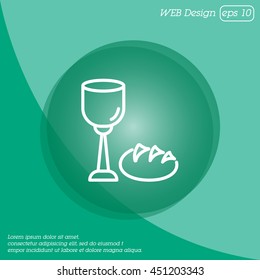 Web line icon. Lord's Supper, communion, Bread and Wine