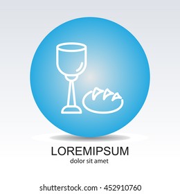 Web line icon. Lord's Supper, communion, Bread and Wine