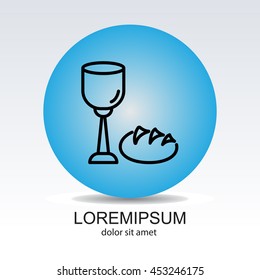 Web line icon. Lord's Supper, communion, Bread and Wine
