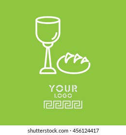Web line icon. Lord's Supper, communion, Bread and Wine