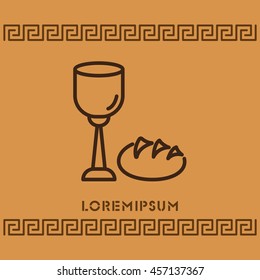 Web line icon. Lord's Supper, communion, Bread and Wine