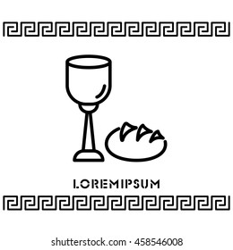 Web line icon. Lord's Supper, communion, Bread and Wine