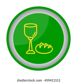 Web line icon. Lord's Supper, communion, Bread and Wine