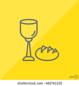 Web line icon. Lord's Supper, communion, Bread and Wine