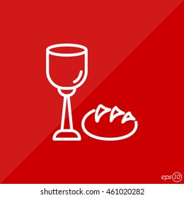 Web line icon. Lord's Supper, communion, Bread and Wine