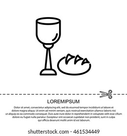 Web line icon. Lord's Supper, communion, Bread and Wine
