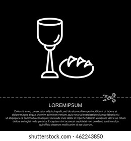 Web line icon. Lord's Supper, communion, Bread and Wine