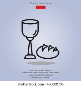 Web line icon. Lord's Supper, communion, Bread and Wine