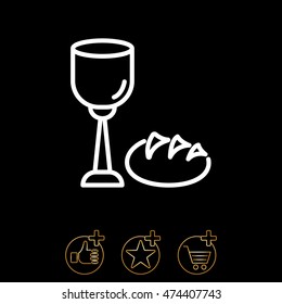 Web line icon. Lord's Supper, communion, Bread and Wine