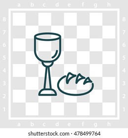 Web line icon. Lord's Supper, communion, Bread and Wine