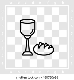 Web line icon. Lord's Supper, communion, Bread and Wine