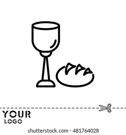 Web line icon. Lord's Supper, communion, Bread and Wine