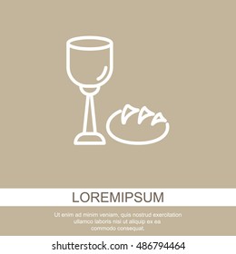 Web line icon. Lord's Supper, communion, Bread and Wine