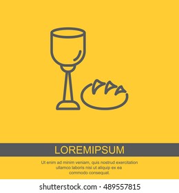Web line icon. Lord's Supper, communion, Bread and Wine