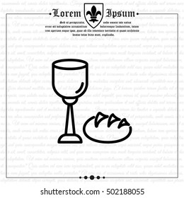 Web line icon. Lord's Supper, communion, Bread and Wine