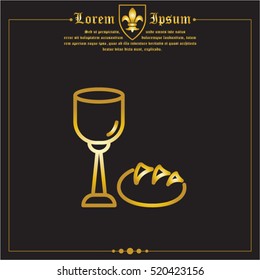 Web line icon. Lord's Supper, communion, Bread and Wine