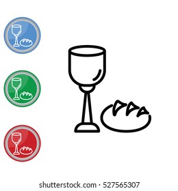 Web line icon. Lord's Supper, communion, Bread and Wine