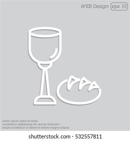 Web line icon. Lord's Supper, communion, Bread and Wine