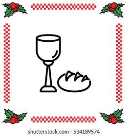 Web line icon. Lord's Supper, communion, Bread and Wine