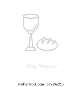 Web line icon. Lord's Supper, communion, Bread and Wine