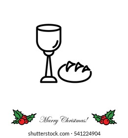 Web line icon. Lord's Supper, communion, Bread and Wine