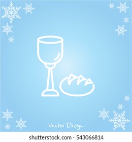 Web line icon. Lord's Supper, communion, Bread and Wine
