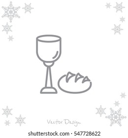 Web line icon. Lord's Supper, communion, Bread and Wine