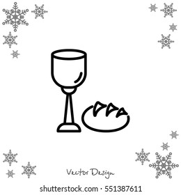 Web line icon. Lord's Supper, communion, Bread and Wine