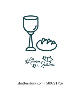 Web line icon. Lord's Supper, communion, Bread and Wine