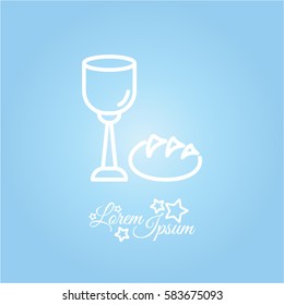 Web line icon. Lord's Supper, communion, Bread and Wine