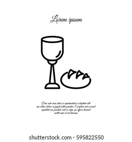 Web line icon. Lord's Supper, communion, Bread and Wine