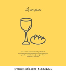 Web line icon. Lord's Supper, communion, Bread and Wine