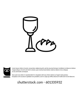 Web line icon. Lord's Supper, communion, Bread and Wine