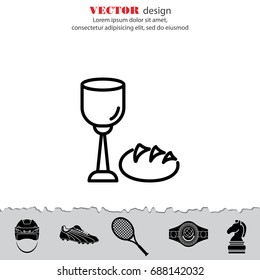 Web line icon. Lord's Supper, communion, Bread and Wine