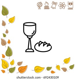 Web line icon. Lord's Supper, communion, Bread and Wine