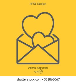 Web line icon. Love Letter.