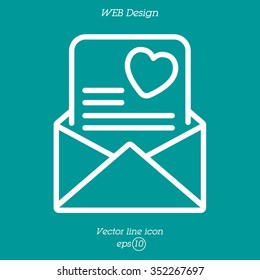 Web line icon. Love Letter.