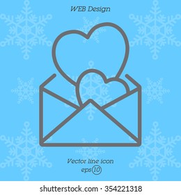 Web line icon. Love Letter.